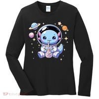 Kawaii Axolotl Bubble Tea Boba Tea Astronaut Space Axolotl Women's Long Sleeve Shirt thumb 0