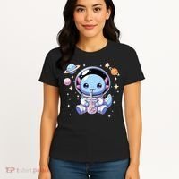 Kawaii Axolotl Bubble Tea Boba Tea Astronaut Space Axolotl Women's T-Shirt thumb 4