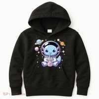 Kawaii Axolotl Bubble Tea Boba Tea Astronaut Space Axolotl Kids Hoodie thumb 0