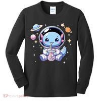 Kawaii Axolotl Bubble Tea Boba Tea Astronaut Space Axolotl Kids Long Sleeve Shirt thumb 0