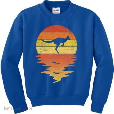 Kangaroo Animals Cool Gift Retro Sunset 70s Vintage Kangaroo Meaningful Gift Kids Sweatshirt