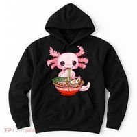 Kawaii Axolotl Eating Ramen Noodles Anime Gift Teens Hoodie thumb 0