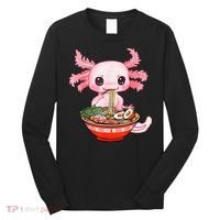 Kawaii Axolotl Eating Ramen Noodles Anime Gift Teens Long Sleeve Shirt thumb 0