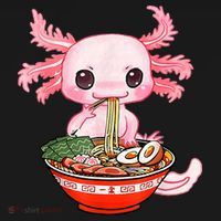 Kawaii Axolotl Eating Ramen Noodles Anime Gift Teens Long Sleeve Shirt thumb 2