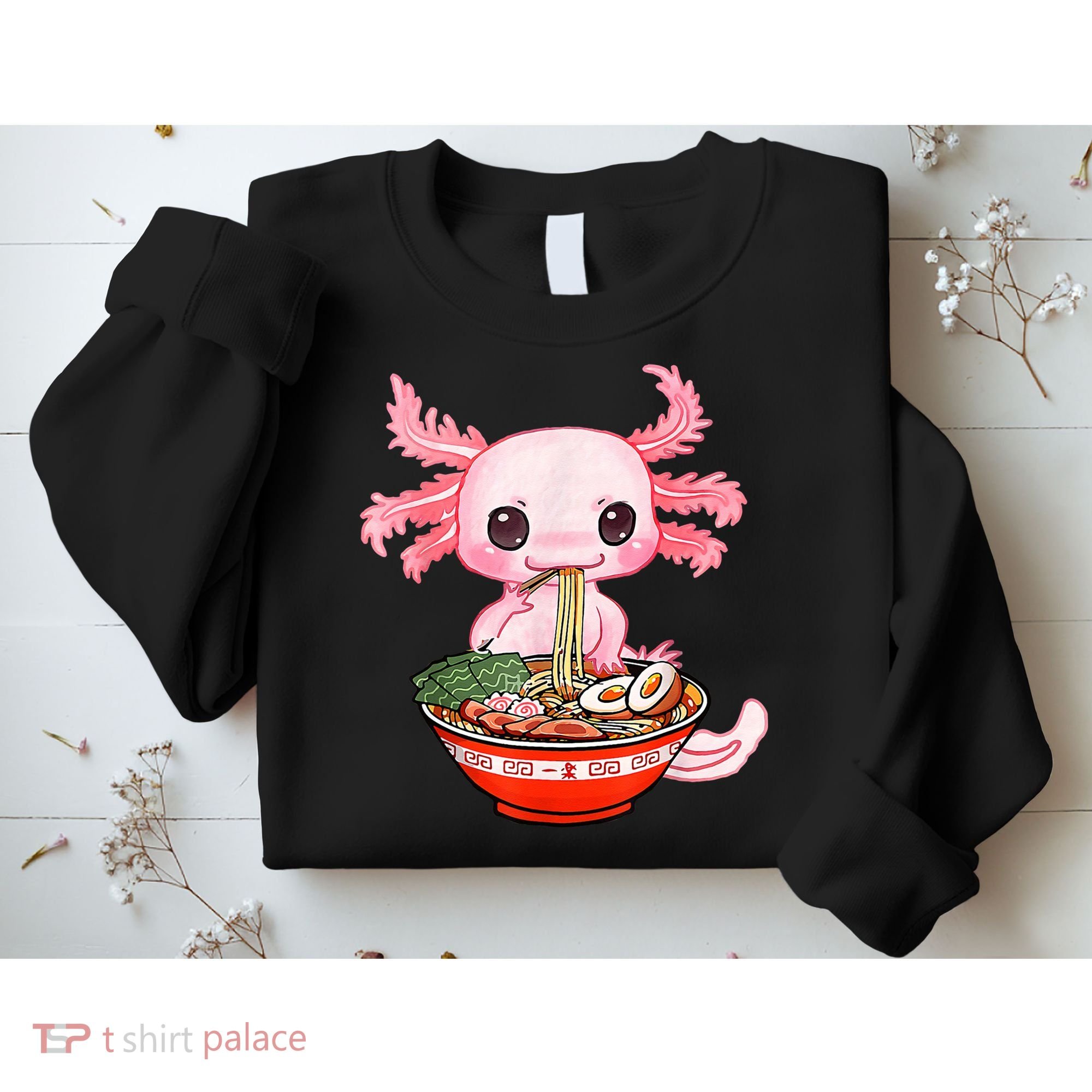 Kawaii Axolotl Eating Ramen Noodles Anime Gift Teens Sweatshirt