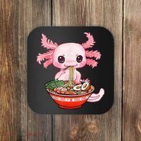 Kawaii Axolotl Eating Ramen Noodles Anime Gift Teens Coaster thumb 0