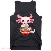 Kawaii Axolotl Eating Ramen Noodles Anime Gift Teens Tank Top thumb 0