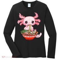 Kawaii Axolotl Eating Ramen Noodles Anime Gift Teens Women's Long Sleeve Shirt thumb 0