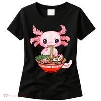 Kawaii Axolotl Eating Ramen Noodles Anime Gift Teens Women's T-Shirt thumb 0