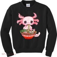 Kawaii Axolotl Eating Ramen Noodles Anime Gift Teens Kids Sweatshirt thumb 0