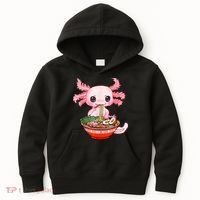 Kawaii Axolotl Eating Ramen Noodles Anime Gift Teens Kids Hoodie thumb 0