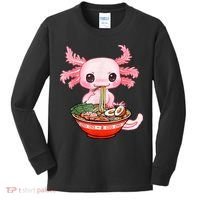 Kawaii Axolotl Eating Ramen Noodles Anime Gift Teens Kids Long Sleeve Shirt thumb 0