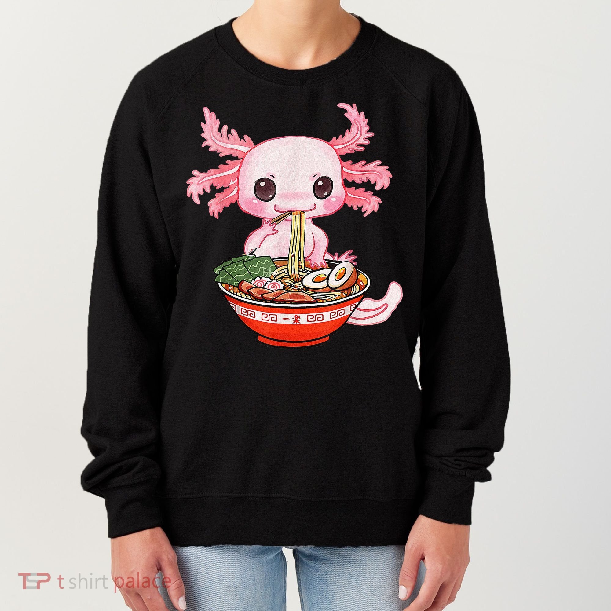 Kawaii Axolotl Eating Ra Noodles Anime Gift Women's Sweatshirt