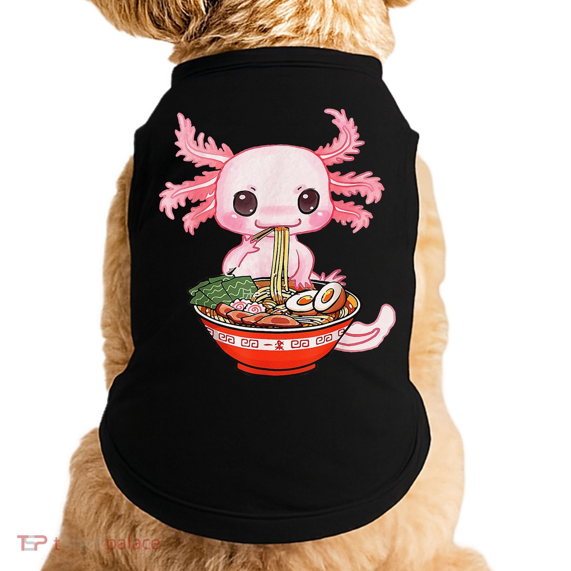 Kawaii Axolotl Eating Ra Noodles Anime Gift Doggie Tank