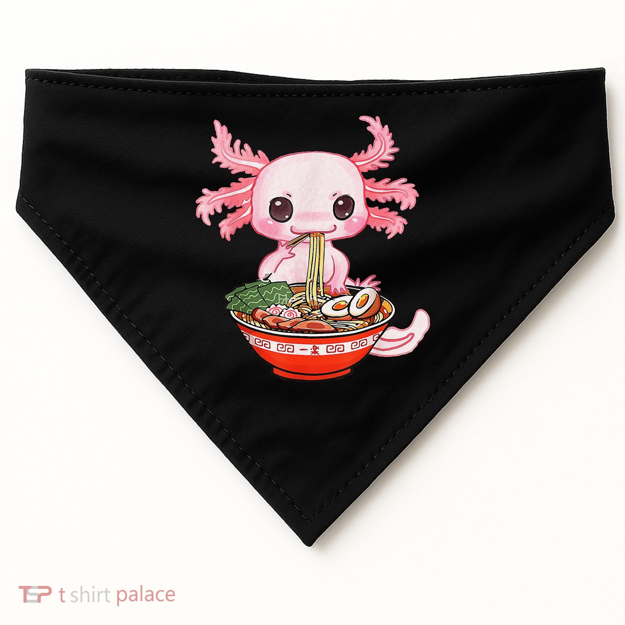 Kawaii Axolotl Eating Ra Noodles Anime Gift USA-Made Doggie Bandana