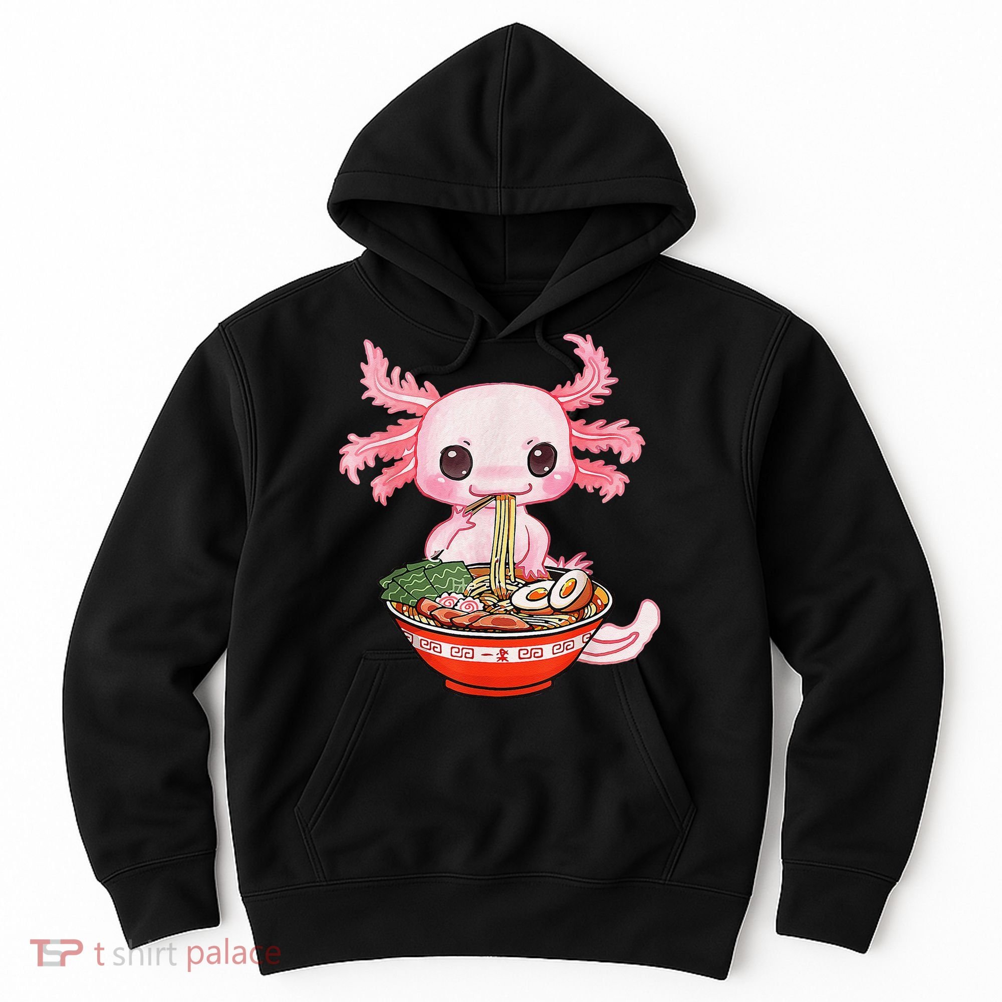 Kawaii Axolotl Eating Ra Noodles Anime Gift Hoodie