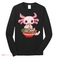 Kawaii Axolotl Eating Ra Noodles Anime Gift Long Sleeve Shirt thumb 0