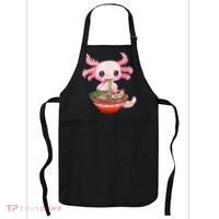 Kawaii Axolotl Eating Ra Noodles Anime Gift Apron thumb 0