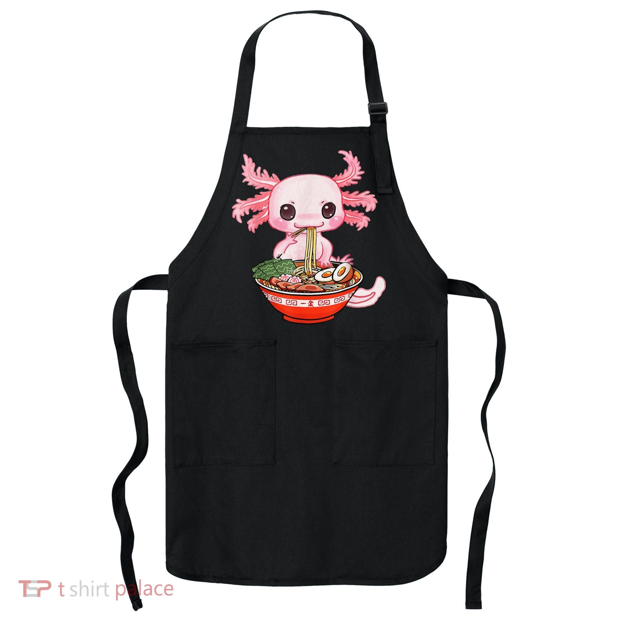 Kawaii Axolotl Eating Ra Noodles Anime Gift Apron