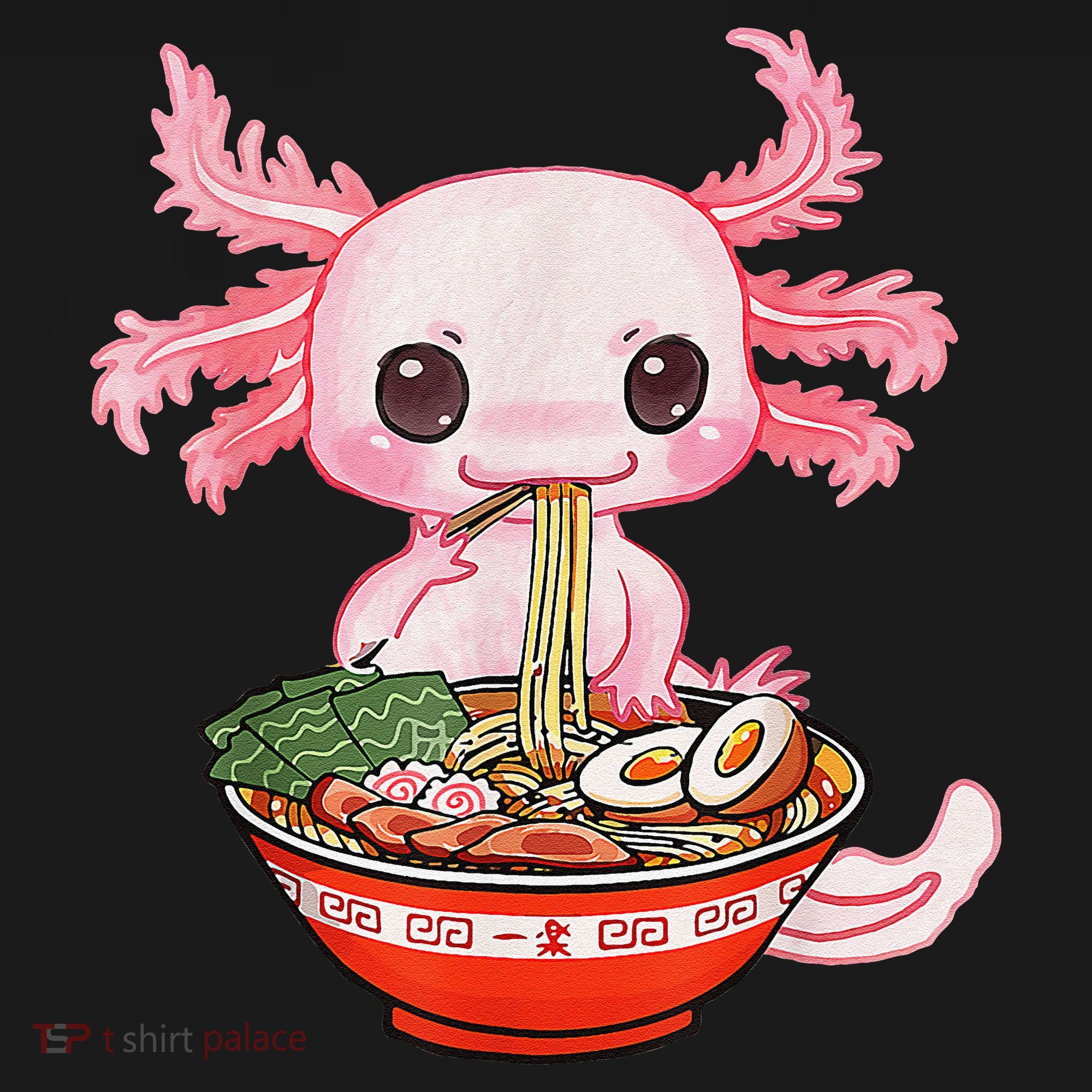 Kawaii Axolotl Eating Ra Noodles Anime Gift Apron