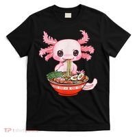 Kawaii Axolotl Eating Ra Noodles Anime Gift T-Shirt thumb 0