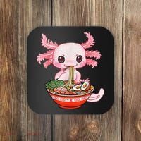 Kawaii Axolotl Eating Ra Noodles Anime Gift Coaster thumb 0