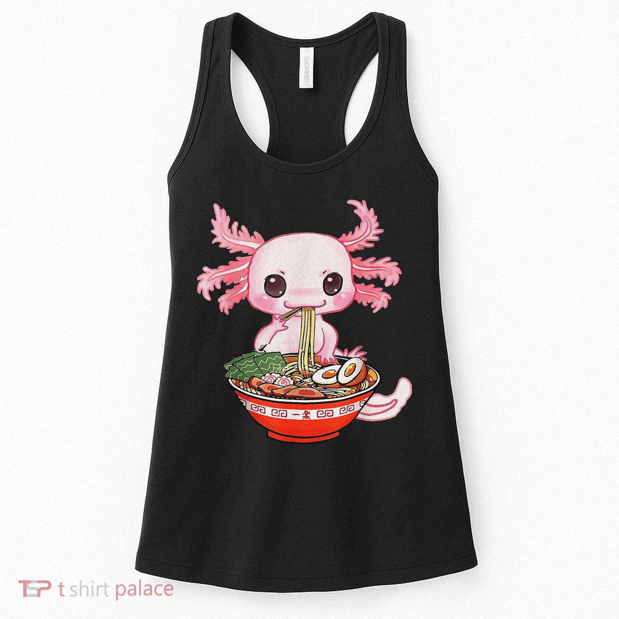 Kawaii Axolotl Eating Ra Noodles Anime Gift Women's Tank Top