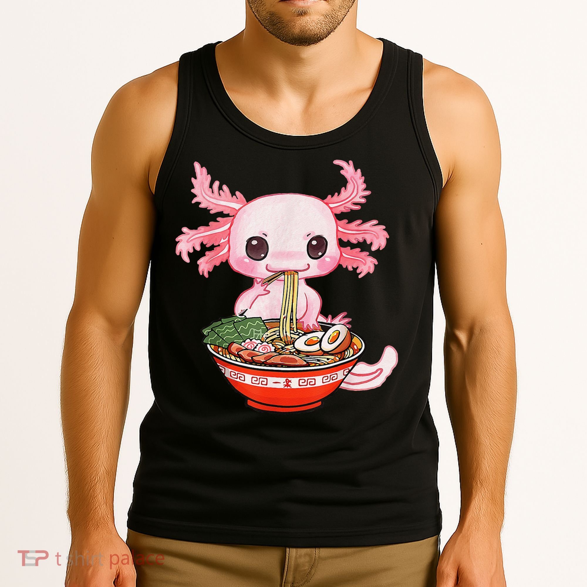 Kawaii Axolotl Eating Ra Noodles Anime Gift Tank Top