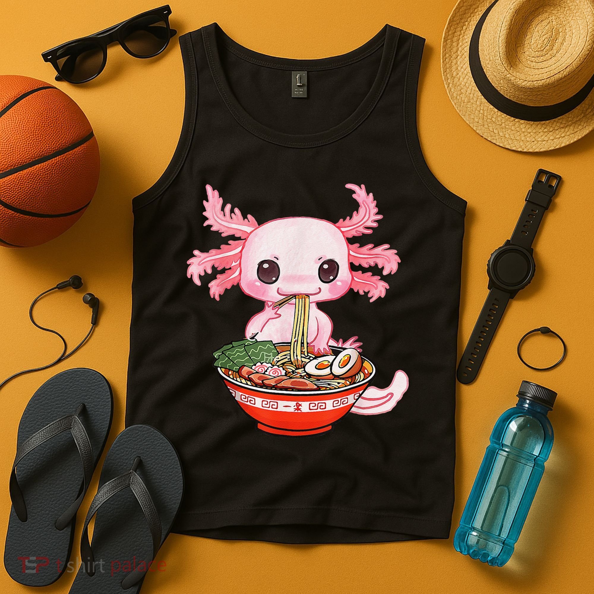 Kawaii Axolotl Eating Ra Noodles Anime Gift Tank Top