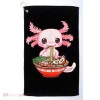 Kawaii Axolotl Eating Ra Noodles Anime Gift Golf Towel thumb 0