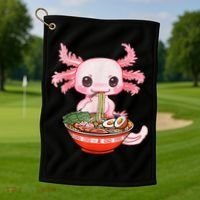 Kawaii Axolotl Eating Ra Noodles Anime Gift Golf Towel thumb 1