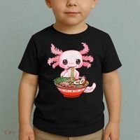 Kawaii Axolotl Eating Ra Noodles Anime Gift Toddler T-Shirt thumb 2