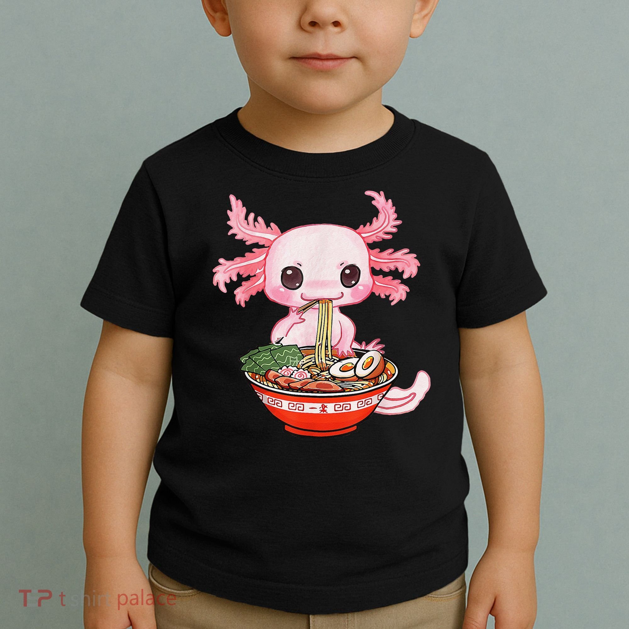 Kawaii Axolotl Eating Ra Noodles Anime Gift Toddler T-Shirt
