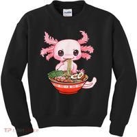 Kawaii Axolotl Eating Ra Noodles Anime Gift Kids Sweatshirt thumb 0