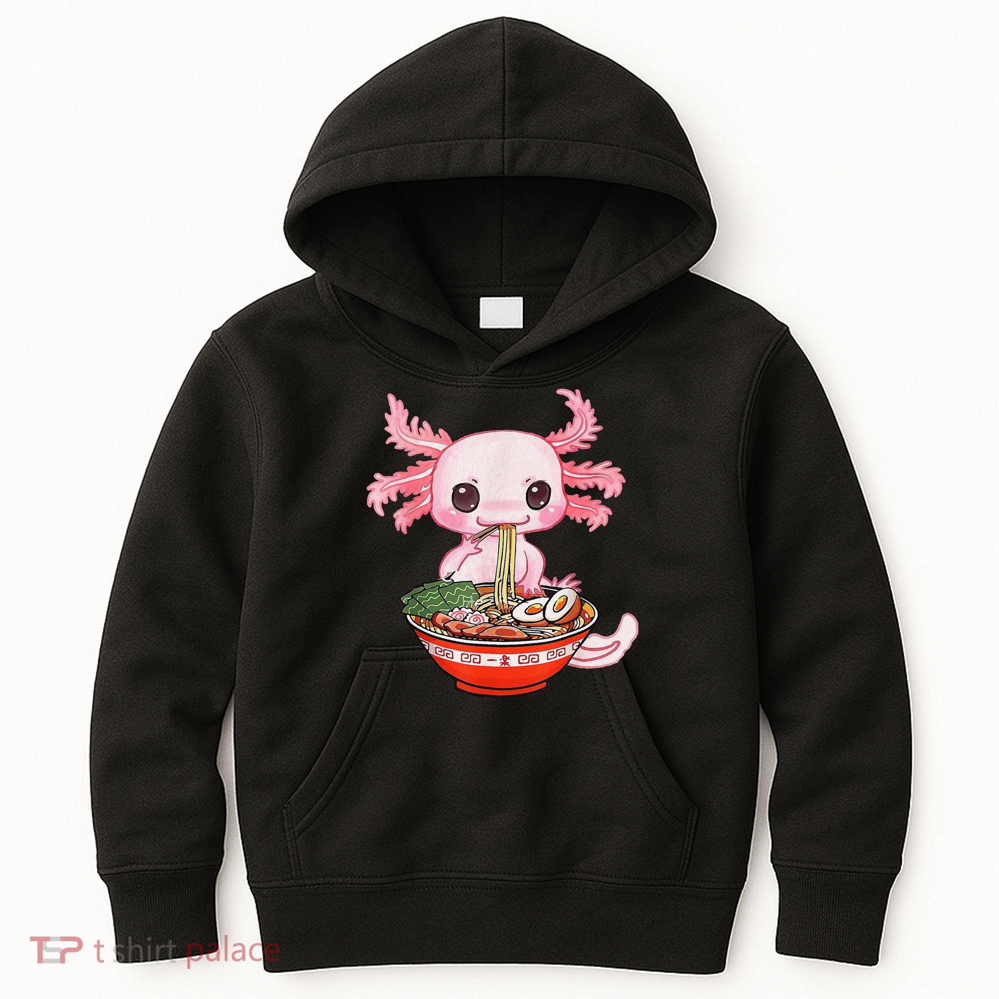 Kawaii Axolotl Eating Ra Noodles Anime Gift Kids Hoodie