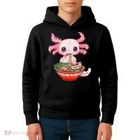 Kawaii Axolotl Eating Ra Noodles Anime Gift Kids Hoodie thumb 4
