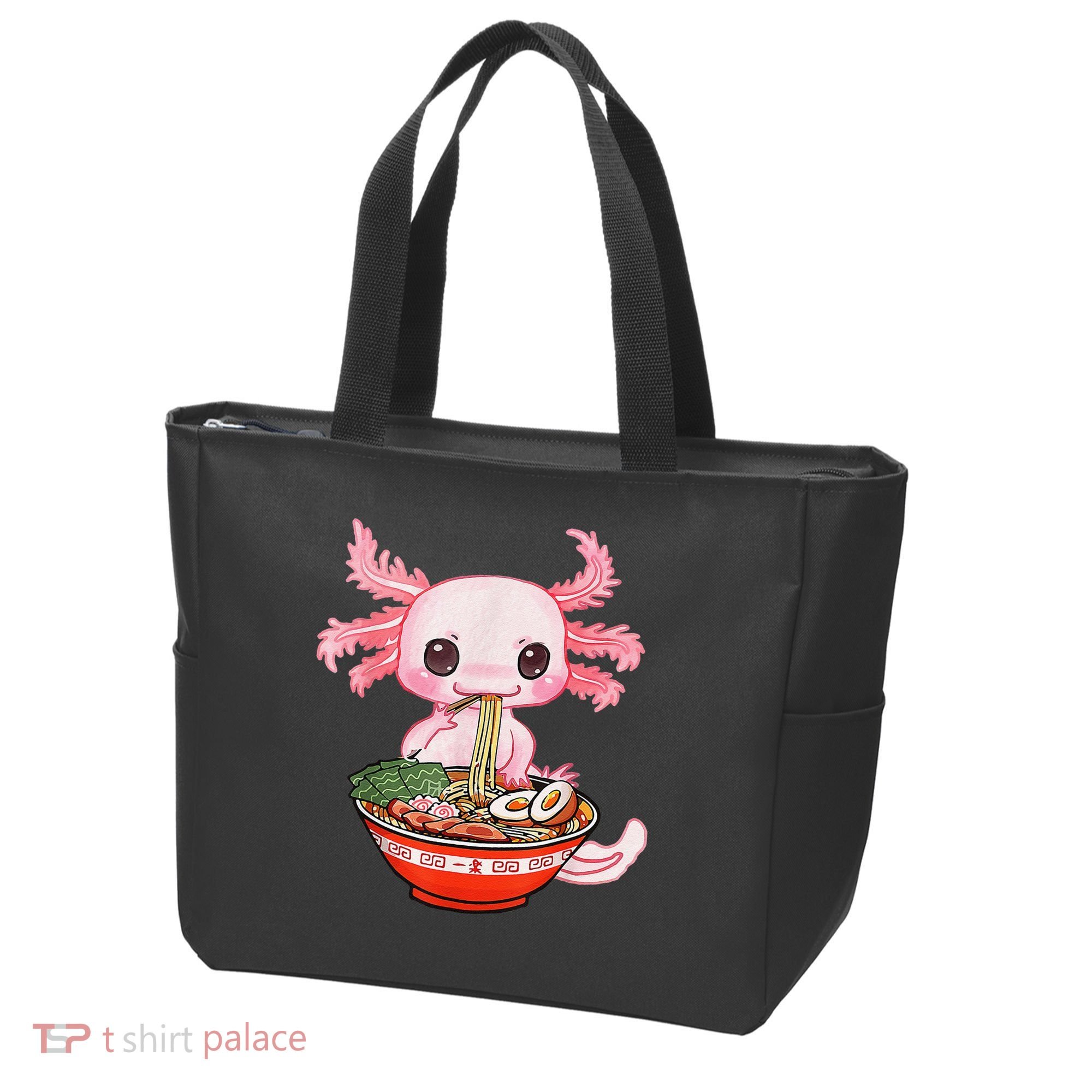 Kawaii Axolotl Eating Ra Noodles Anime Gift Tote Bag