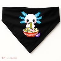 Kawaii Axolotl Eating Ramen Noodles Teens USA-Made Doggie Bandana thumb 0
