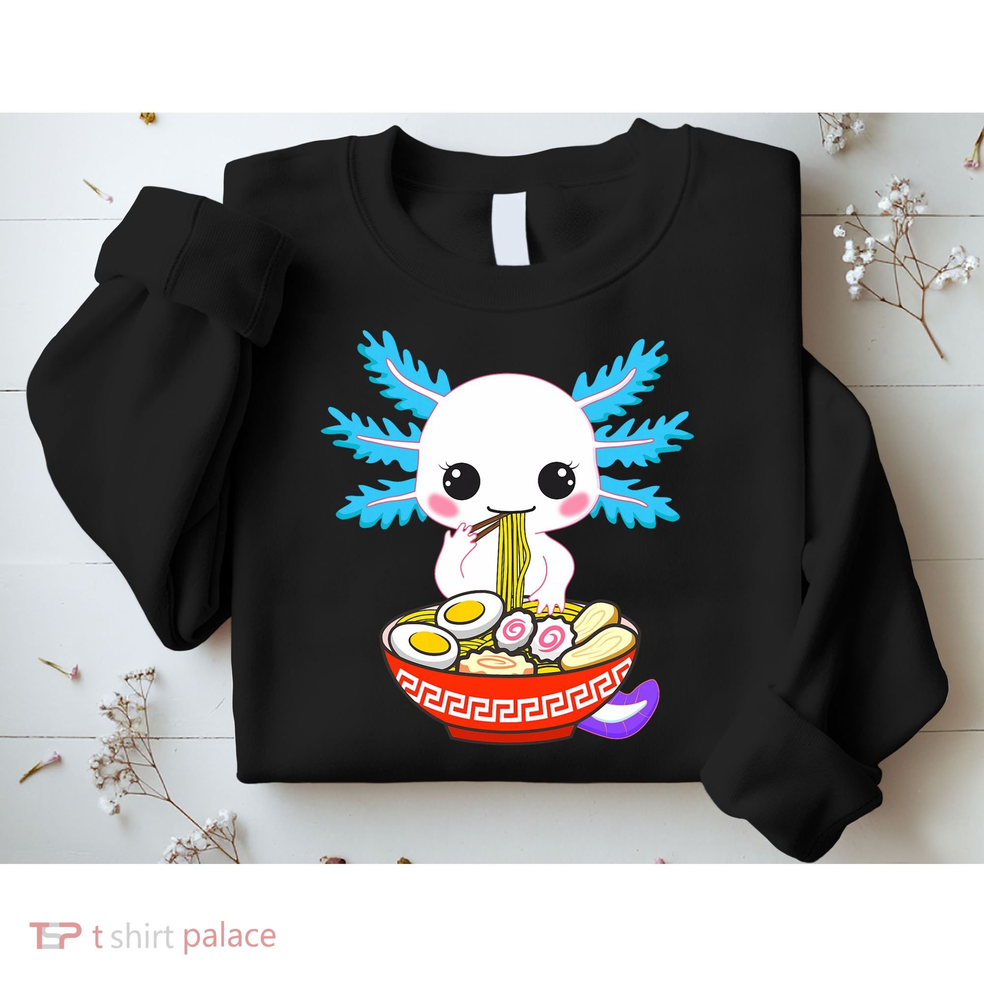 Kawaii Axolotl Eating Ramen Noodles Teens Sweatshirt