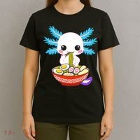 Kawaii Axolotl Eating Ramen Noodles Teens T-Shirt thumb 4