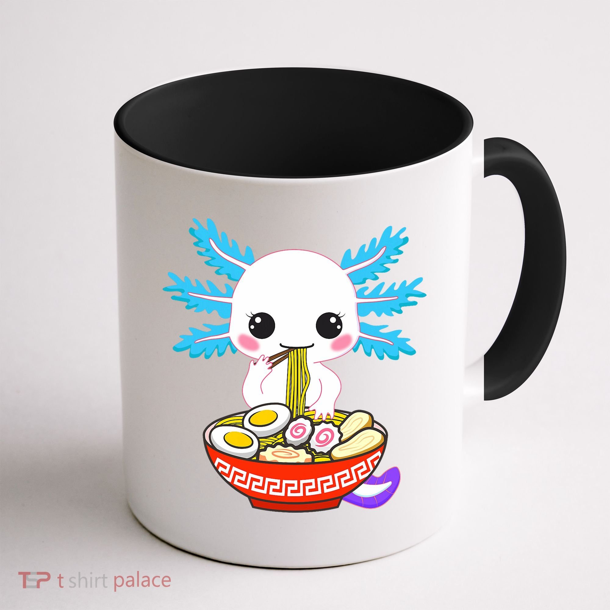 Kawaii Axolotl Eating Ramen Noodles Teens Coffee Mug