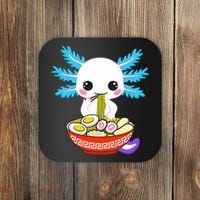 Kawaii Axolotl Eating Ramen Noodles Teens Coaster thumb 0