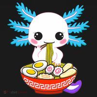 Kawaii Axolotl Eating Ramen Noodles Teens Polo thumb 3