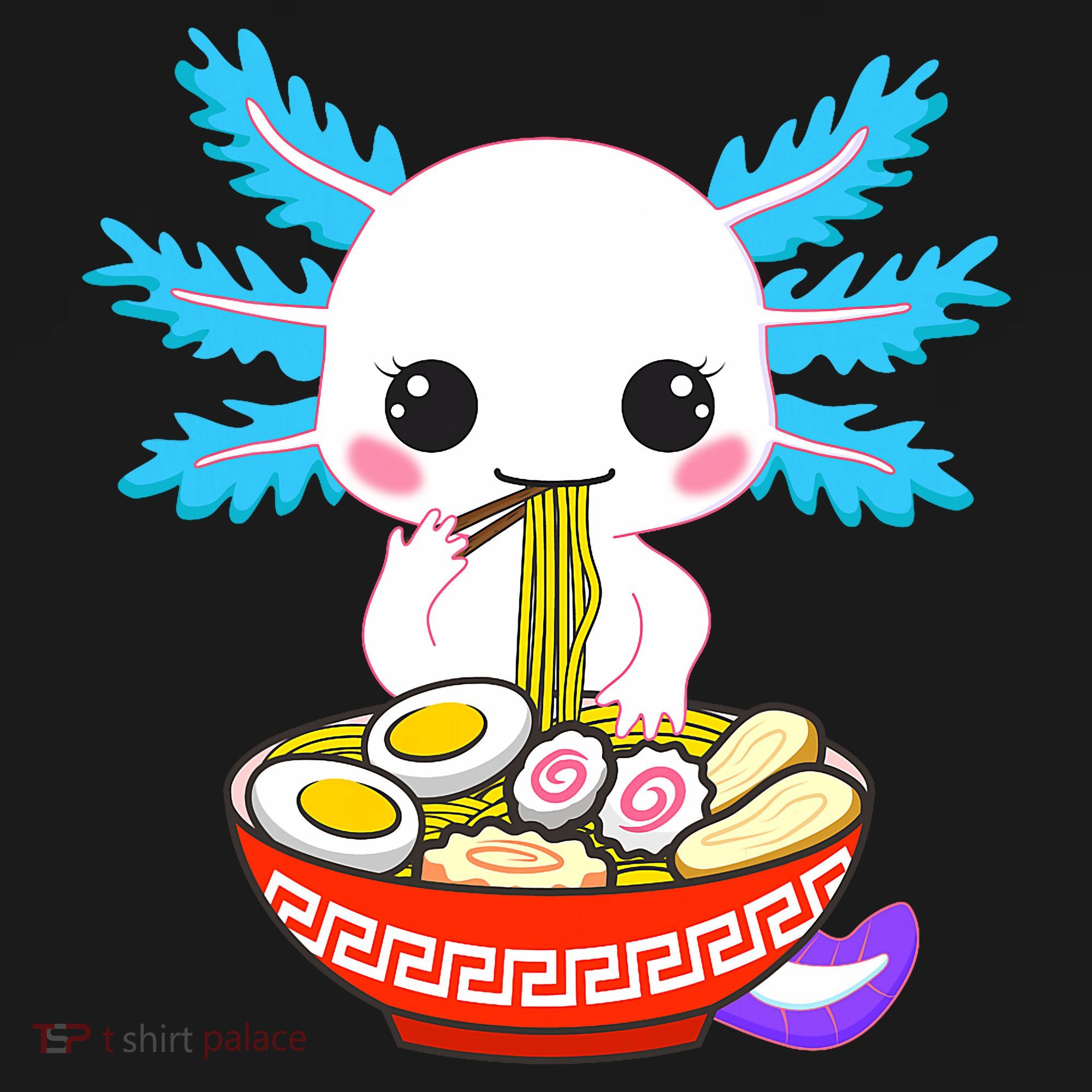 Kawaii Axolotl Eating Ramen Noodles Teens Mousepad