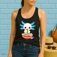 Kawaii Axolotl Eating Ramen Noodles Teens Women's Tank Top thumb 2