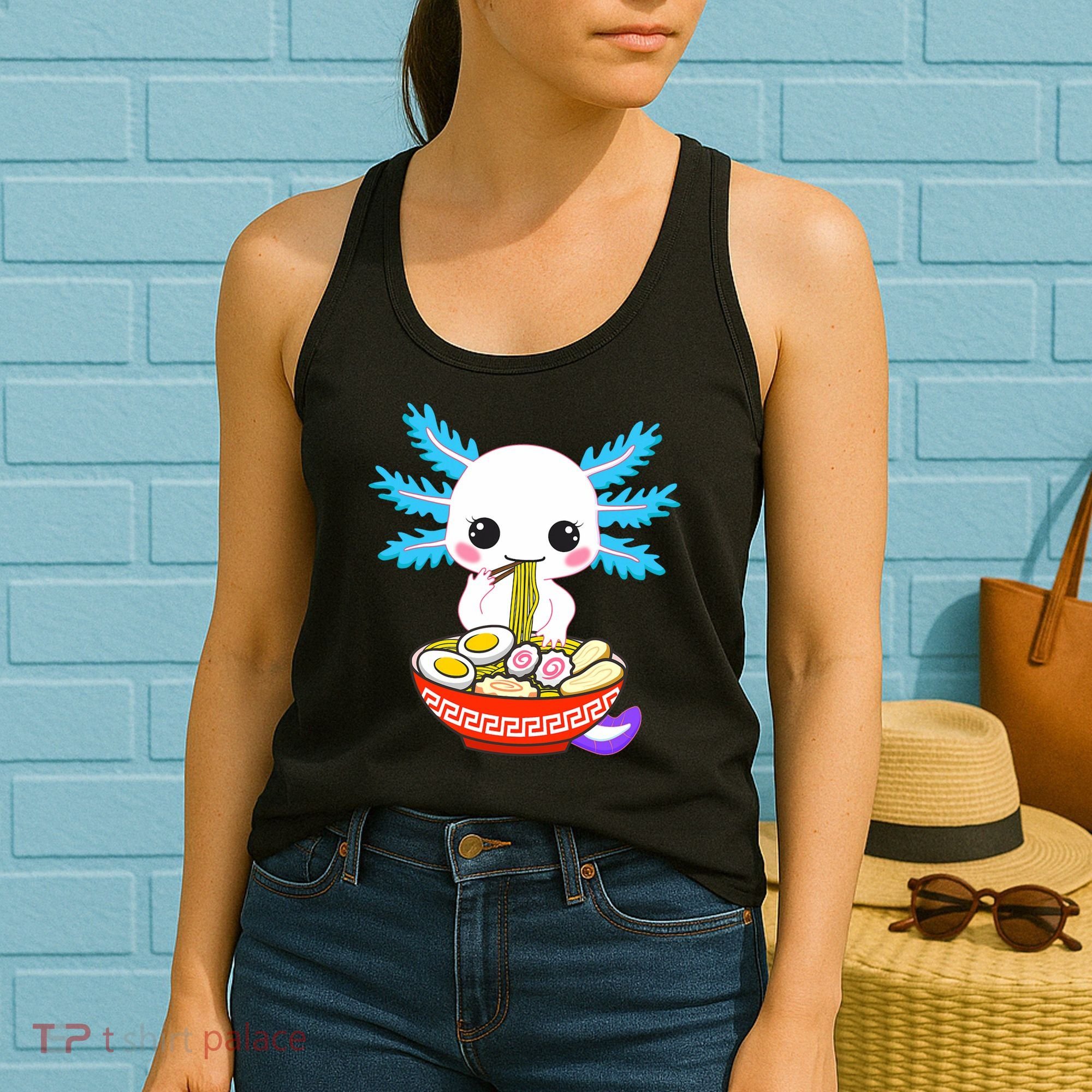 Kawaii Axolotl Eating Ramen Noodles Teens Women's Tank Top