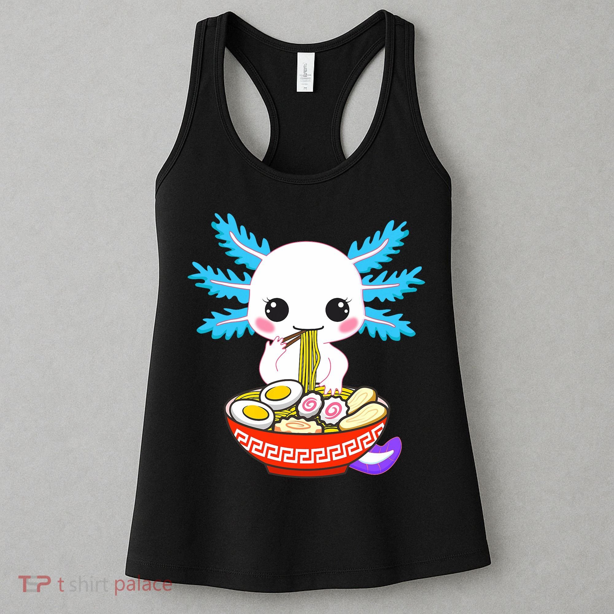 Kawaii Axolotl Eating Ramen Noodles Teens Women's Tank Top