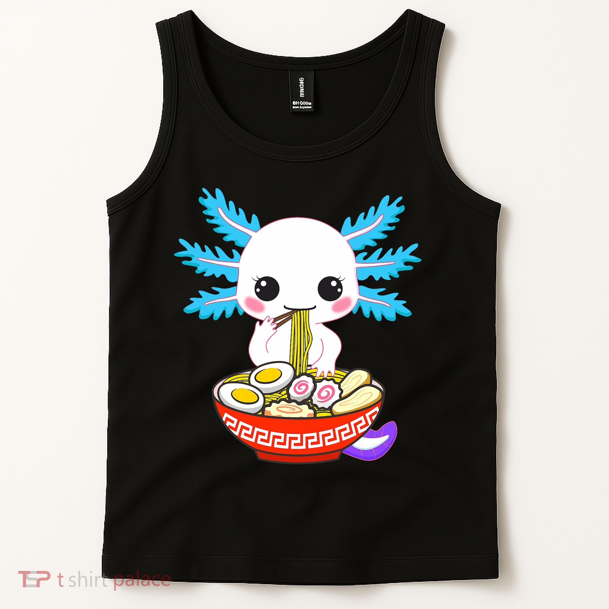 Kawaii Axolotl Eating Ramen Noodles Teens Tank Top