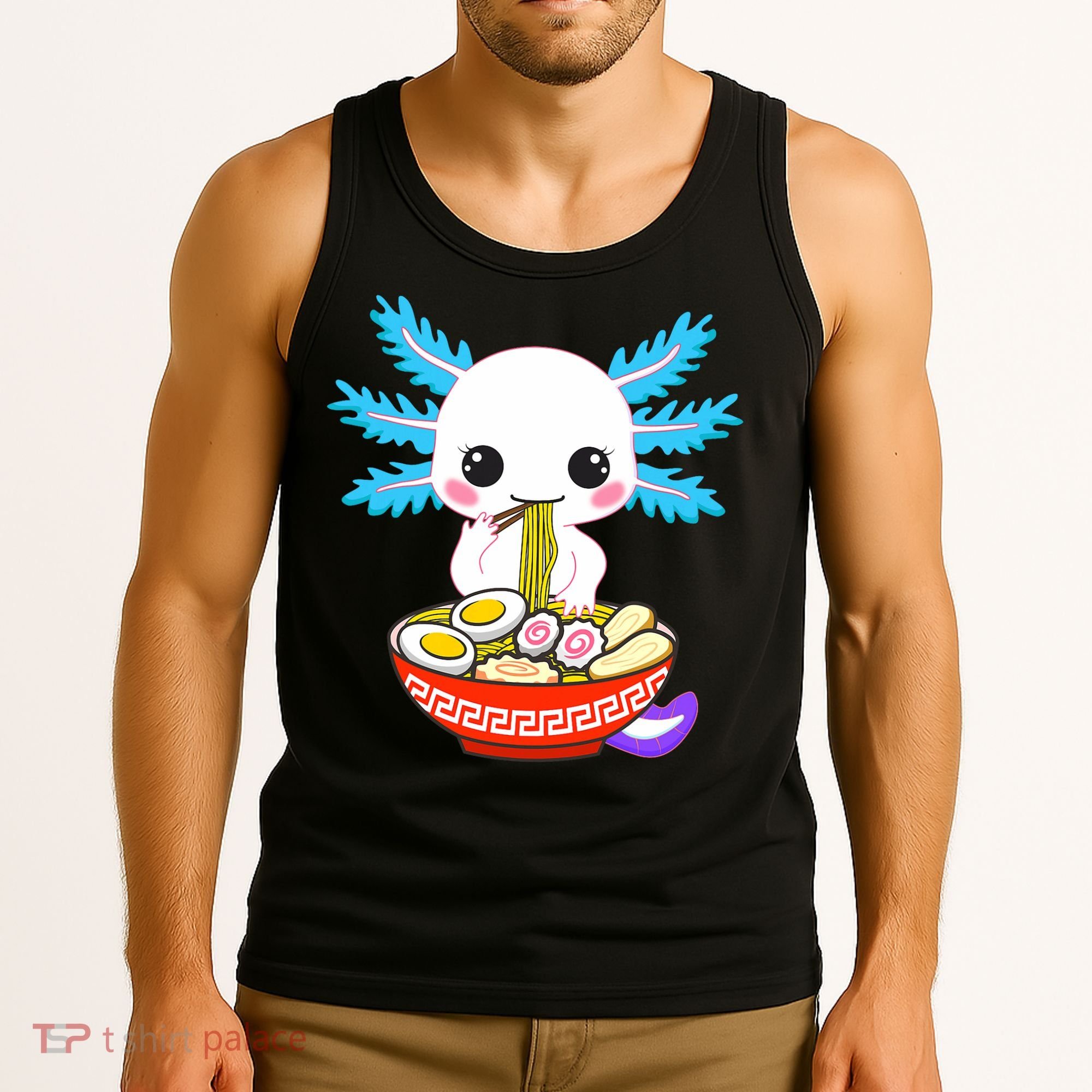 Kawaii Axolotl Eating Ramen Noodles Teens Tank Top