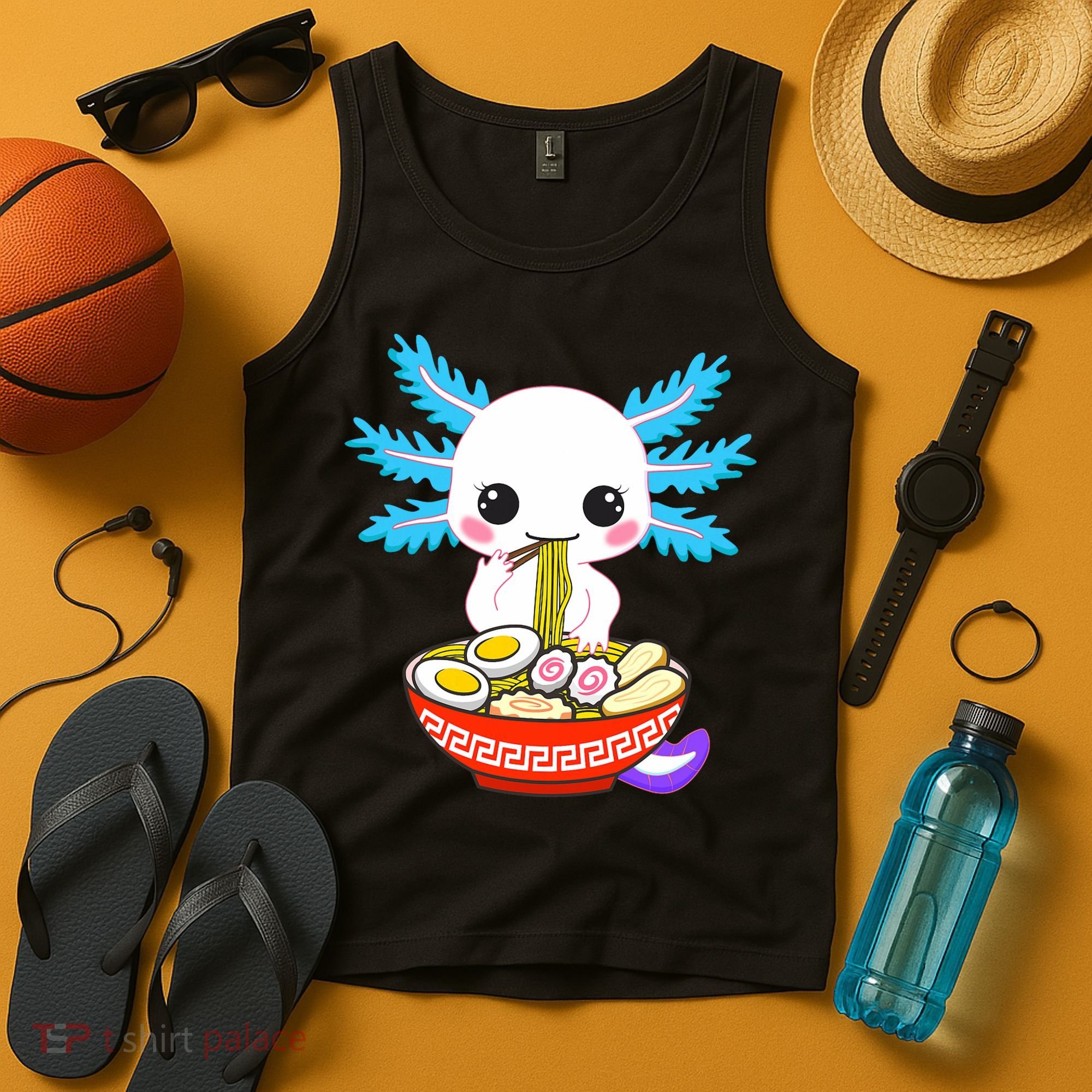 Kawaii Axolotl Eating Ramen Noodles Teens Tank Top